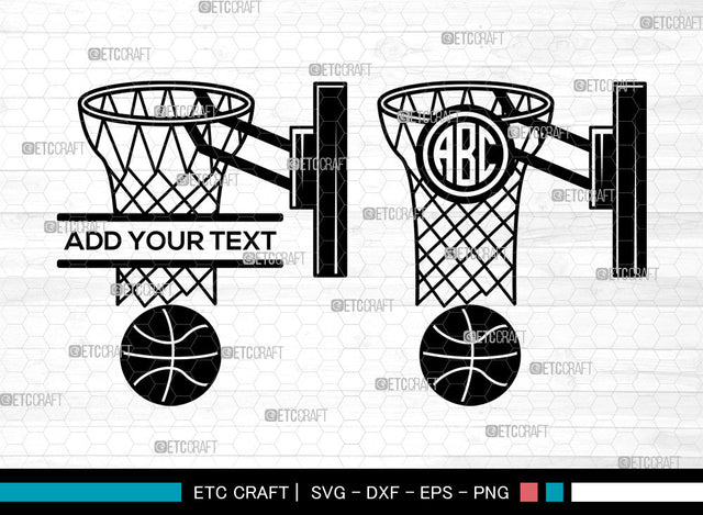 Basketball Monogram SVG, Basketball Svg, Basketball Hoop Svg, Basketball Net Svg, Basketball Split Monogram Svg, SVG ETC Craft 