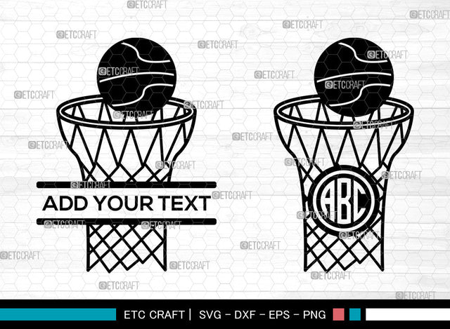 Basketball Monogram SVG, Basketball Svg, Basketball Hoop Svg, Basketball Net Svg, Basketball Split Monogram Svg, SVG ETC Craft 