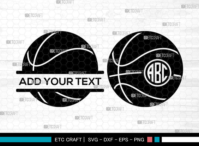 Basketball Monogram SVG, Basketball Svg, Basketball Hoop Svg, Basketball Net Svg, Basketball Split Monogram Svg, SVG ETC Craft 