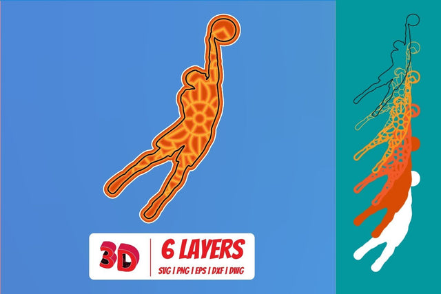 Basketball player 3D Layered SVG Cut File SVG SvgOcean 