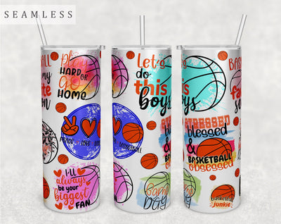 Basketball Quotes Tumbler Wrap, 20 Oz Skinny Tumbler Basketball Sayings Sublimation Design, Seamless Tumbler PNG Sublimation HappyDesignStudio 