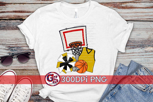Basketball Set Gold and Black PNG for Sublimation Sublimation Greedy Stitches 