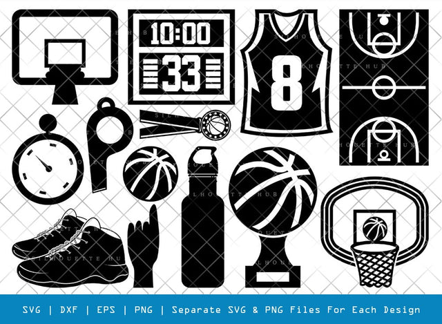 Basketball Set SVG Cut Files | Basketball Set Silhouette | Basketball Net Svg | Basketball Court Svg | Basketball trophy Svg | basketball jersey Svg | Basketball Set Bundle SVG ETC Craft 