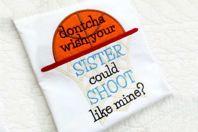 Basketball Sister Applique Embroidery Embroidery/Applique Designed by Geeks 