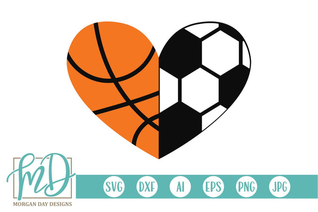 Basketball Soccer Heart SVG Morgan Day Designs 