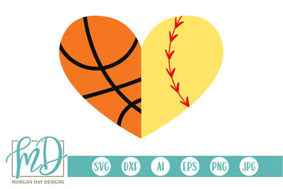 Basketball Softball Heart SVG Morgan Day Designs 