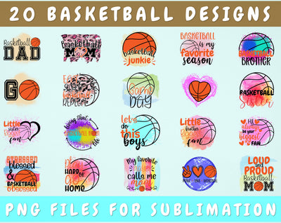 Basketball Sublimation Designs Bundle, 20 Designs, Basketball PNG Files For Sublimation, Basketball Sublimation Files, Basketball PNG Sublimation HappyDesignStudio 