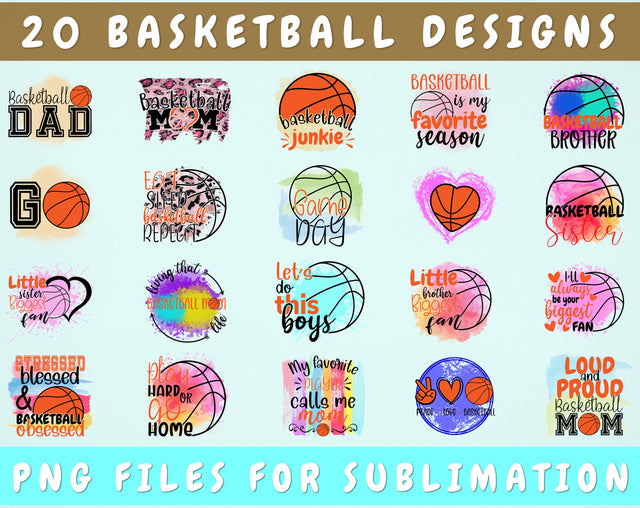 Basketball Sublimation Designs Bundle, 20 Designs, Basketball PNG Files For Sublimation, Basketball Sublimation Files, Basketball PNG Sublimation HappyDesignStudio 