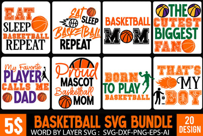 Basketball SVG Bundle, 20 Designs, Basketball Quote SVG, Basketball Sayings SVG Cut Files, Basketball Mom SVG, Basketball Quotes SVG Designs, Basketball Svg -Girls Basketball Svg - Swoosh Basketball Svg, SVG BlackCatsMedia 