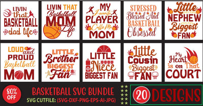 Basketball SVG Bundle, 20 Designs, Basketball Quote SVG, Basketball Sayings SVG Cut Files, Basketball Mom SVG, Basketball Quotes SVG Designs, Basketball Svg -Girls Basketball Svg - Swoosh Basketball Svg, SVG Blessedprint 