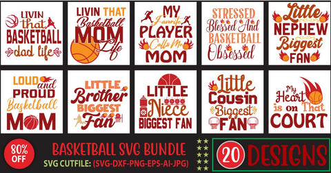 Basketball SVG Bundle, 20 Designs, Basketball Quote SVG, Basketball Sayings SVG Cut Files, Basketball Mom SVG, Basketball Quotes SVG Designs, Basketball Svg -Girls Basketball Svg - Swoosh Basketball Svg, SVG Blessedprint 