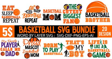 Basketball SVG Bundle, 20 Designs, Basketball Quote SVG, Basketball Sayings SVG Cut Files, Basketball Mom SVG, Basketball Quotes SVG Designs, Basketball Svg -Girls Basketball Svg - Swoosh Basketball Svg, SVG BlackCatsMedia 
