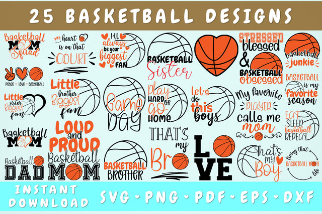 Basketball SVG Bundle, 25 Designs, Basketball Quote SVG, Basketball Sayings SVG Cut Files, Basketball Mom SVG SVG HappyDesignStudio 
