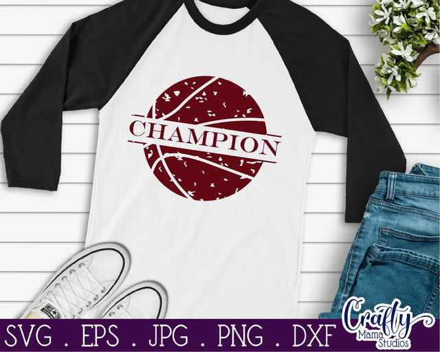 Basketball SVG - Champion Svg - Distressed Basketball SVG Crafty Mama Studios 