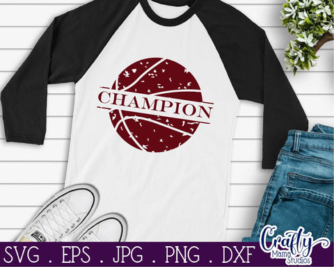 Basketball SVG - Champion Svg - Distressed Basketball SVG Crafty Mama Studios 