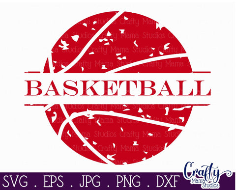 Basketball SVG - Distressed Basketball Svg - Split Basketball Svg SVG Crafty Mama Studios 