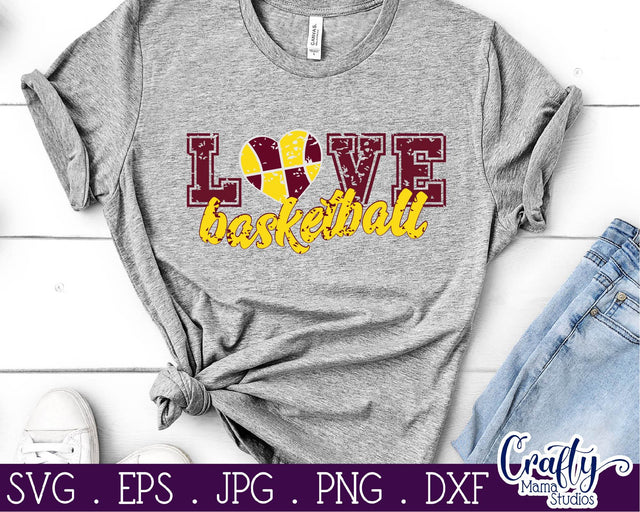 Basketball Svg - Love Basketball Svg - Distressed Girl Basketball SVG Crafty Mama Studios 