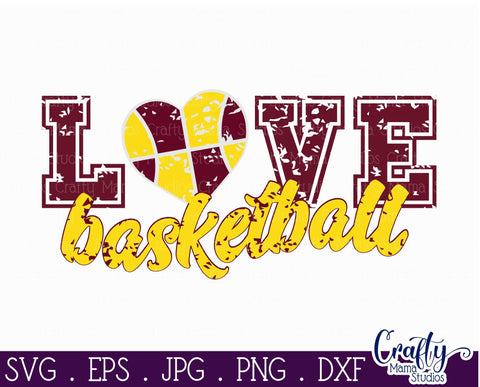 Basketball Svg - Love Basketball Svg - Distressed Girl Basketball SVG Crafty Mama Studios 