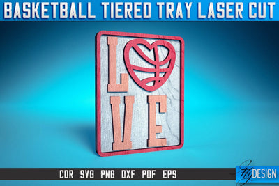 Basketball Tiered Tray Laser Cut SVG | Tiered Tray Laser Cut SVG Design | CNC Files SVG Fly Design 