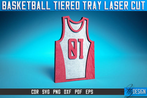 Basketball Tiered Tray Laser Cut SVG | Tiered Tray Laser Cut SVG Design | CNC Files SVG Fly Design 