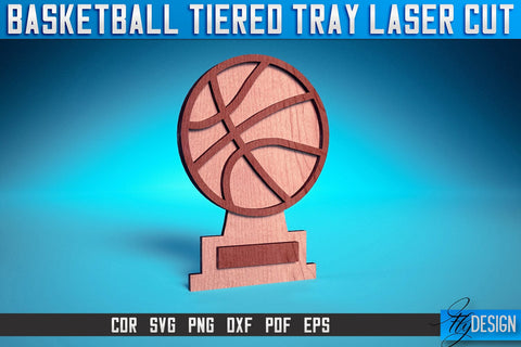 Basketball Tiered Tray Laser Cut SVG | Tiered Tray Laser Cut SVG Design | CNC Files SVG Fly Design 