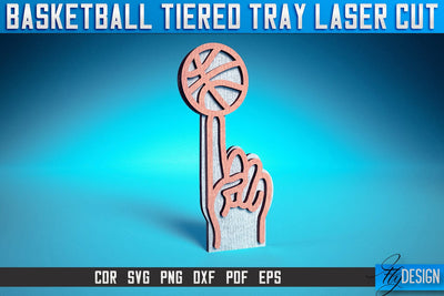 Basketball Tiered Tray Laser Cut SVG | Tiered Tray Laser Cut SVG Design | CNC Files SVG Fly Design 