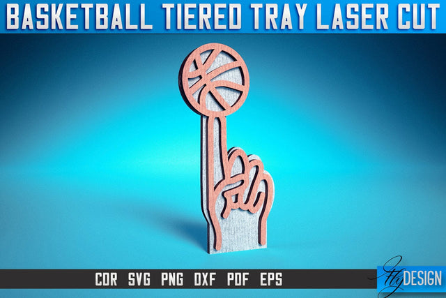Basketball Tiered Tray Laser Cut SVG | Tiered Tray Laser Cut SVG Design | CNC Files SVG Fly Design 