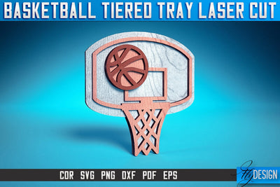 Basketball Tiered Tray Laser Cut SVG | Tiered Tray Laser Cut SVG Design | CNC Files SVG Fly Design 