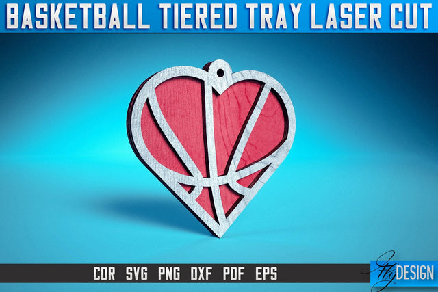 Basketball Tiered Tray Laser Cut SVG | Tiered Tray Laser Cut SVG Design | CNC Files SVG Fly Design 