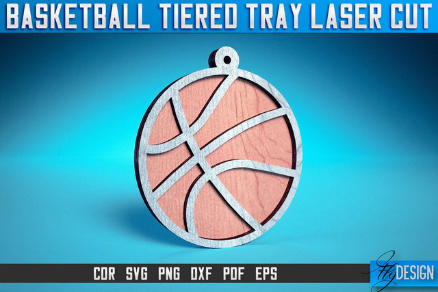 Basketball Tiered Tray Laser Cut SVG | Tiered Tray Laser Cut SVG Design | CNC Files SVG Fly Design 
