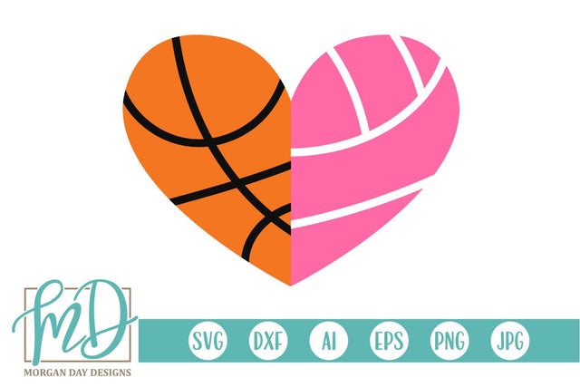 Basketball Volleyball Heart SVG Morgan Day Designs 