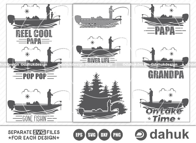 Bass Boat Fishing SVG Bundle, Fishing svg, Grandpa Bass Boat, Boat svg, lake life svg, Papa Bass Boat, River Life, Pop Pop, Chevron Bass SVG dahukdesign 