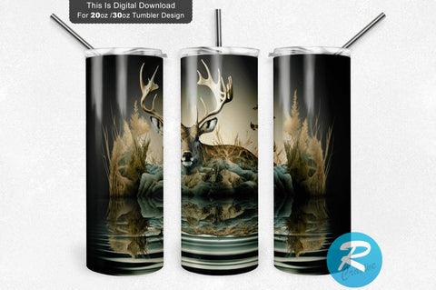 Bass Deer Hunting Half 20 oz / 30 oz Tumbler PNG Sublimation Regulrcrative 