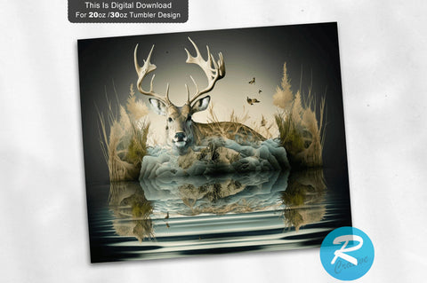 Bass Deer Hunting Half 20 oz / 30 oz Tumbler PNG Sublimation Regulrcrative 