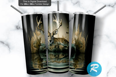 Bass Deer Hunting Half 20 oz / 30 oz Tumbler PNG Sublimation Regulrcrative 