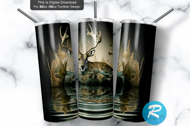 Bass Deer Hunting Half 20 oz / 30 oz Tumbler PNG Sublimation Regulrcrative 