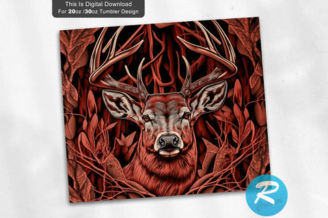 Bass Deer Hunting Red Half Camo 20 oz / 30 oz Tumbler PNG Sublimation Regulrcrative 