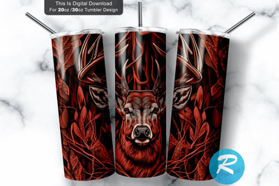 Bass Deer Hunting Red Half Camo 20 oz / 30 oz Tumbler PNG Sublimation Regulrcrative 