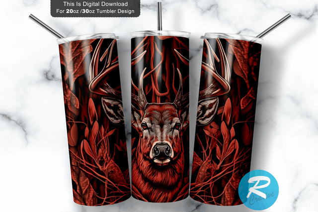 Bass Deer Hunting Red Half Camo 20 oz / 30 oz Tumbler PNG Sublimation Regulrcrative 