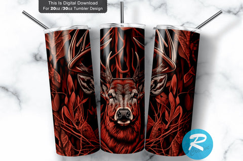 Bass Deer Hunting Red Half Camo 20 oz / 30 oz Tumbler PNG Sublimation Regulrcrative 