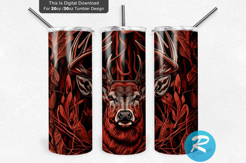 Bass Deer Hunting Red Half Camo 20 oz / 30 oz Tumbler PNG Sublimation Regulrcrative 