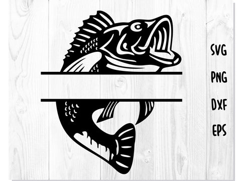 Bass Fish Monogram SVG SVG CreativeStudioTM 