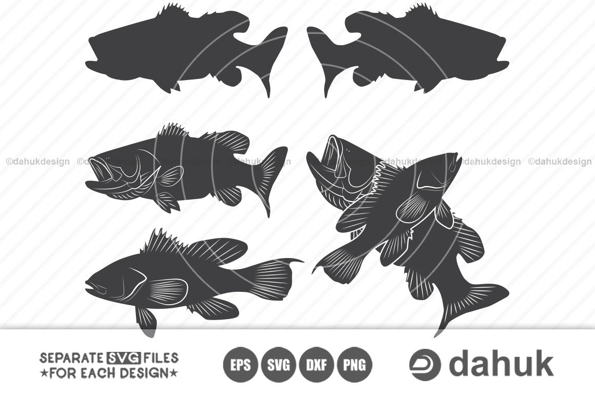 Bass Fish svg , Fish Svg , Bass Fish, Silhouette , Clipart