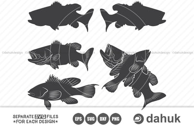 Bass Fish svg , Fish Svg , Bass Fish, Silhouette , Clipart , Cuttable Design SVG SVG dahukdesign 
