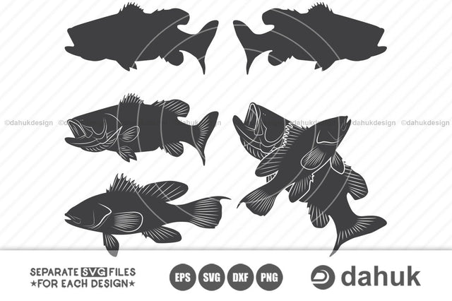 Bass Fish svg , Fish Svg , Bass Fish, Silhouette , Clipart , Cuttable Design SVG SVG dahukdesign 
