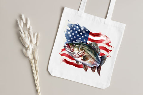 Bass Fish with American Flag Sublimation Sublimation Regulrcrative 