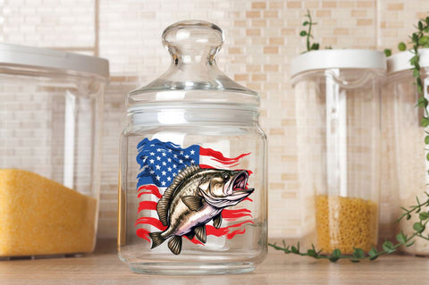 Bass Fish with American Flag Sublimation Sublimation Regulrcrative 