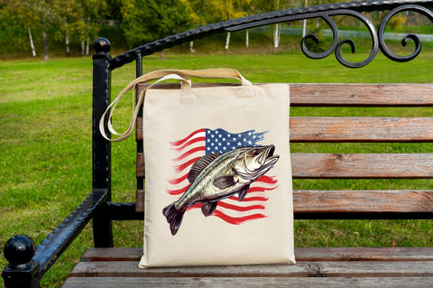 Bass Fish with American Flag Sublimation Sublimation Regulrcrative 