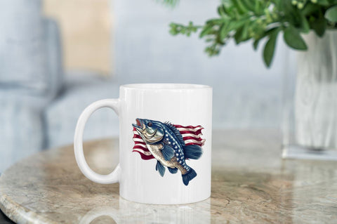 Bass Fish with American Flag Sublimation Sublimation Regulrcrative 