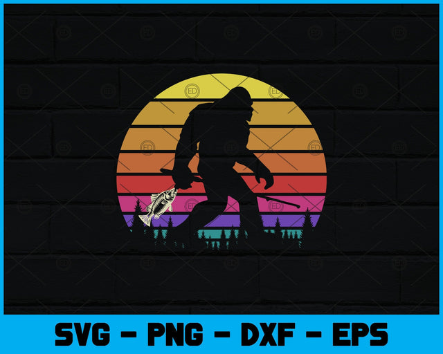 Bass Fishing Funny Bigfoot in Trucker Hat Retro Svg Design SVG artprintfile 